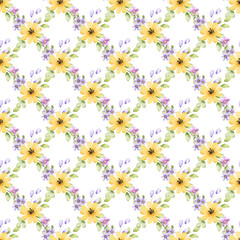 Floral background, seamless watercolor pattern with flowers. Repeat fabric wallpaper print texture. Perfectly for wrapped paper, backdrop.