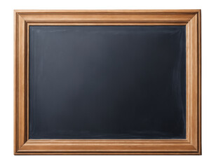 Empty chalkboard with wooden frame, isolated on white background.