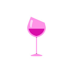 Vector illustration of an elegant glass glass with red wine, highlighted on a white background