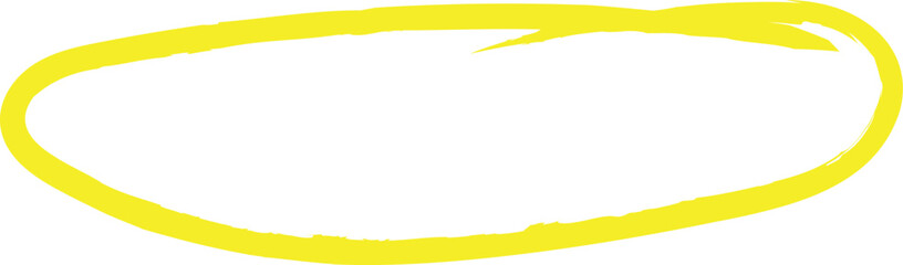 Yellow circle, pen draw. Highlight hand drawing different circles isolated on background. Handwritten red circle. For marking text, numbers, marker pen, pencil, and text check, vector illustration.