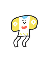 手描きのシンプルで可愛い線画の奴凧のキャラクター