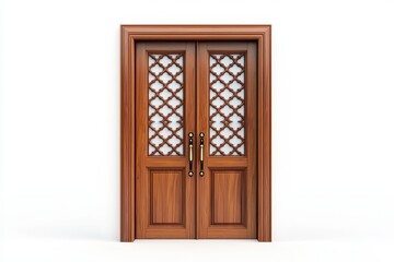 Obraz premium Intricate Wooden Double Door with Glass Etching
