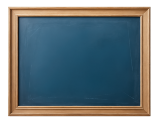 Empty chalkboard with wooden frame, isolated on transparent background.