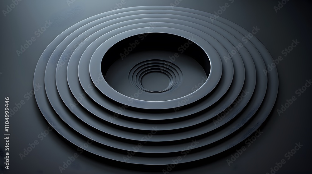 Aufkleber abstract dark grey concentric circles receding into a central point.