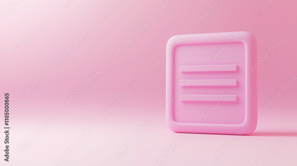 Poster 3d render of simple web page icon on pink background, showcasing modern design