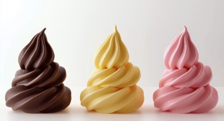 Soft serve ice cream frozen yogurt or whipped custard isolated on white background.