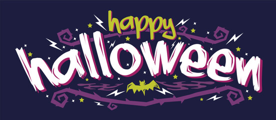  Happy Halloween poster, greeting card. Happy Halloween vector lettering. Vector illustration