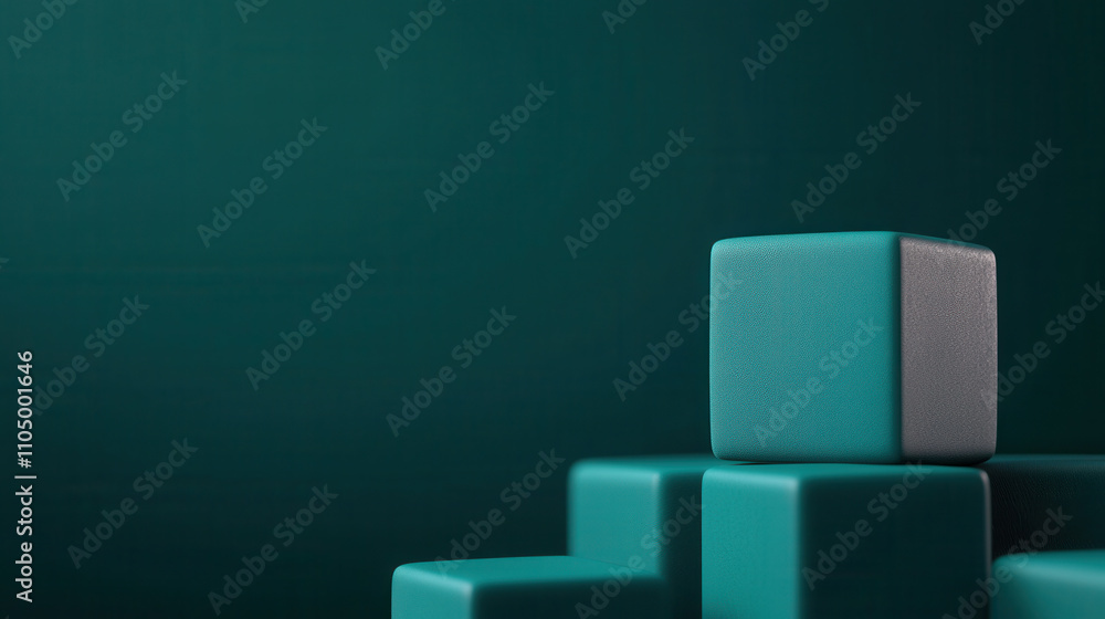 Aufkleber 3d cube on top of other cubes with dark teal background, creating depth