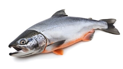 Obraz premium Fresh whole salmon fish isolated on white. (1)