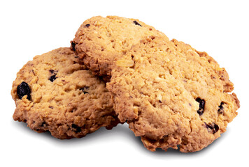 Chocolate chip cookies isolated on white background.