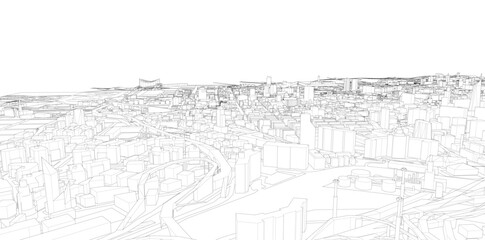 Obraz premium 3d wireframe of building. sketch design.Vector 