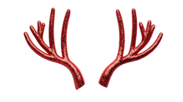 Vibrant Red Reindeer Antlers Headband  isolated