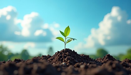 A single leafy plant sprout emerging from the ground