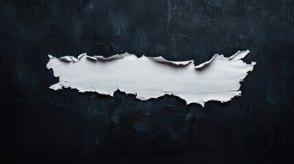 Torn paper revealing a blank space on a dark textured background.