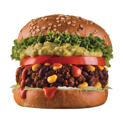 Healthy and Hearty Veggie Burger with Beans And Corns.