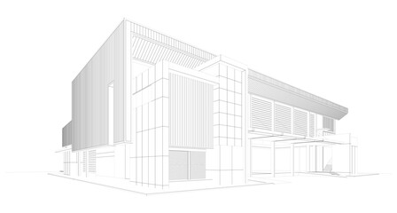 3d wireframe of building. sketch design.Vector