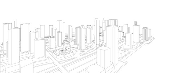 3d wireframe of building. sketch design.Vector