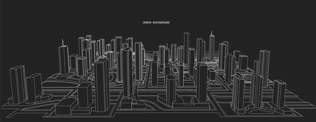 3d wireframe of building. sketch design.Vector