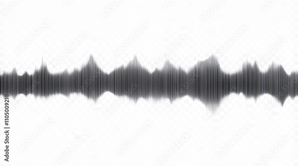 Poster abstract grayscale waveform pattern.