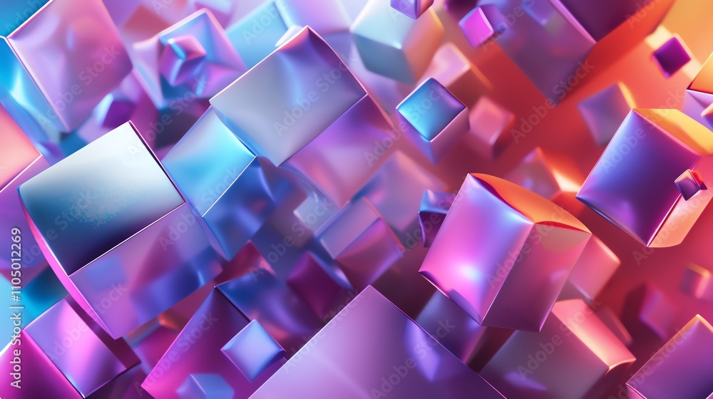 Poster a colorful abstract background of iridescent cubes.