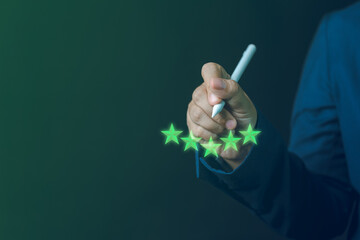Virtual Screen Interaction with Certified Green Products A Businessman Reviews Pollution-Free Selections and Eco-Conscious Options to Save the World through Responsible Sourcing