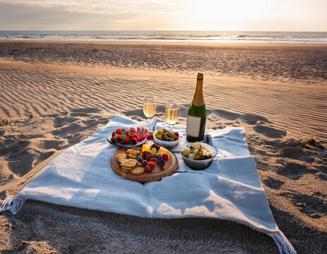 Picnic set-up at the beach - Powered by Adobe