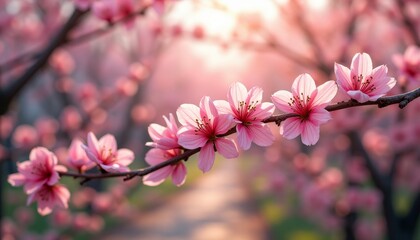 Blossoming branch of cherry blossoms