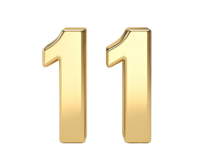 a gold number on a white background