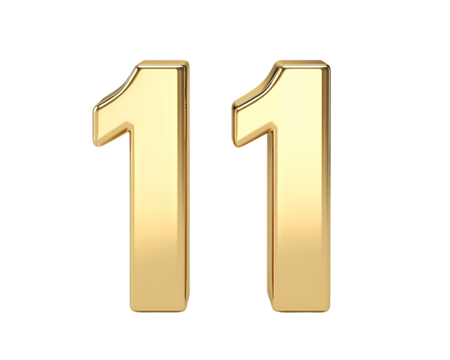 a gold number on a white background