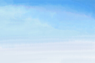 Clear blue sky without clouds, watercolor painting vector illustration.