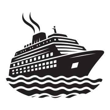 recommend clip art: cruise ship clip art. Flat monochrome vector illustration	