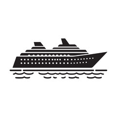 cruise ship black color vector silhouette illustration, isolated background