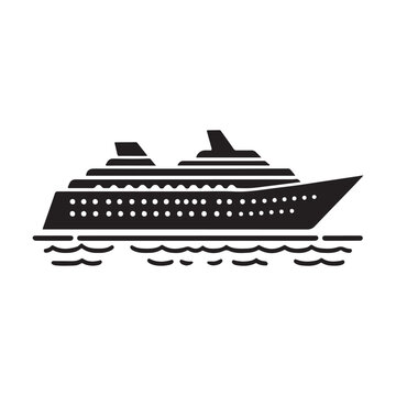 recommend clip art: cruise ship black color vector silhouette illustration, isolated background