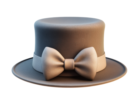 a hat with a bow tie