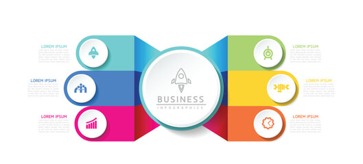 Vector infographic business presentation template connected with 6 options