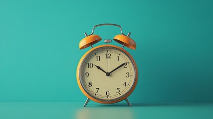 Classic alarm clock placed on a simple backdrop, with plenty of empty space for text or promotional content.