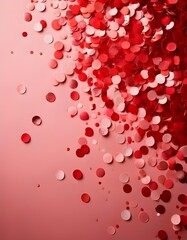 Red Confetti Celebration: A vibrant burst of red confetti, a celebration of joy and festivity.  The background is a soft pink, creating a romantic and celebratory atmosphere.