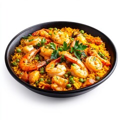 Fototapeta premium Mouthwatering Seafood Paella A Vibrant and Flavorful Spanish Culinary Delight