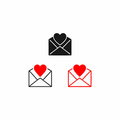 3 love letter icon set vector illustration