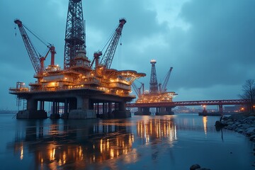 cranes in the harbor