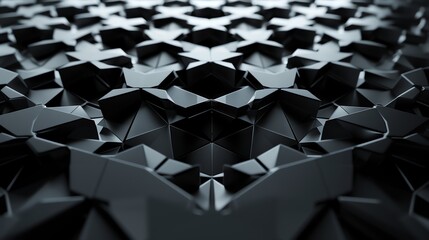 A black and white geometric pattern with sharp angles and a glossy sheen.