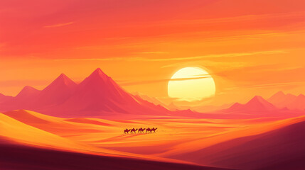 sunset in the desert