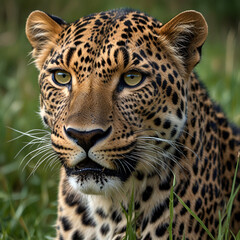Fototapeta premium leopard in the grass