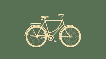 A minimalist illustration of a bicycle on a green background.