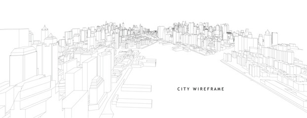 Fototapeta premium Cityscape Sketch, Vector Sketch. Architecture - Illustration