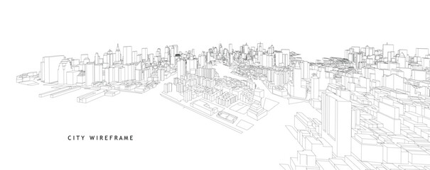 Cityscape Sketch, Vector Sketch. Architecture - Illustration
