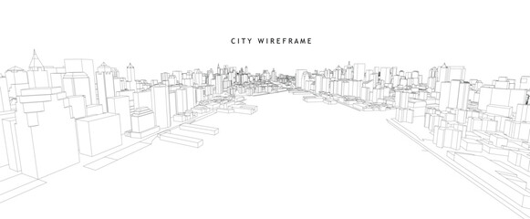 3d wireframe of building. sketch design.Vector