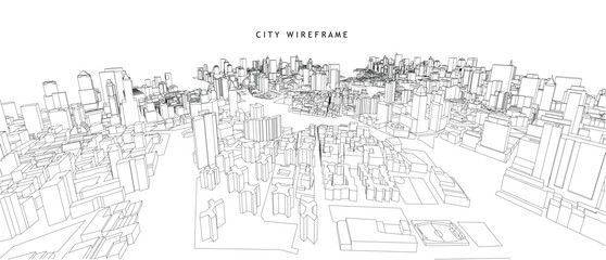 Fototapeta premium 3d wireframe of building. sketch design.Vector