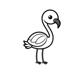 Cute flamingo bird line art cartoon icon