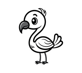 Cute flamingo bird line art cartoon icon